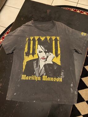 Marilyn Manson Delta Men's Black Graphic Tee with Yellow Print L